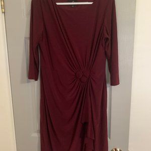 Twist front burgundy dress